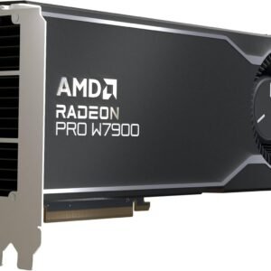 AMD Radeon Pro W7900 Professional Graphics Card featuring a robust design and advanced cooling system, designed for high-performance 3D rendering and video editing tasks.